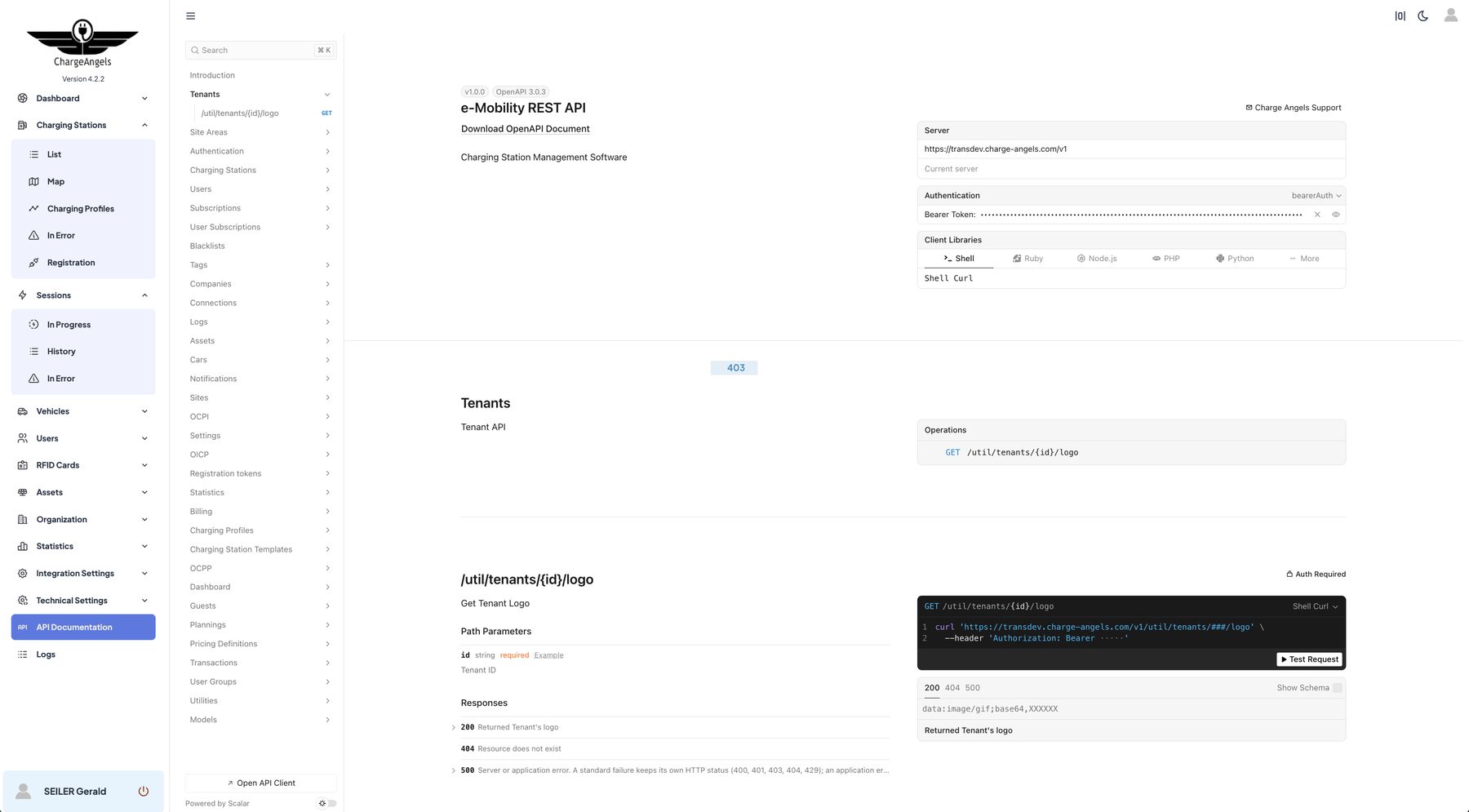 Documentation of the e-Mobility REST API of the platform (interface in English)
