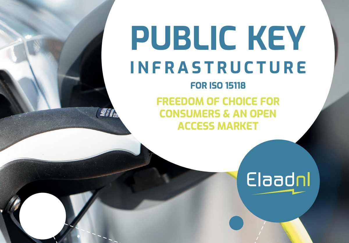 Titelseite der ElaadNL-Publikation „Public Key Infrastructure for ISO 15118: Freedom of choice for consumers & an open access market“